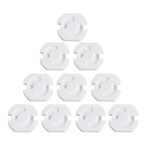 Set 10 bucati protectii pentru priza, cu adeziv extra rezistent, Alb
