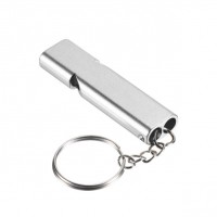 Fluier Dual Foarte Puternic pentru Arbitrii si Diverse Activitati in Aer Liber, din Aluminiu cu Inel pentru Chei, General Store, Argintiu