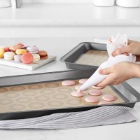 Tava copt Macarons, 24 de forme rotunde, forma pentru prajituri/fursecuri, rezistenta la temperaturi de pana la 250 grade C, 42 x 30 cm