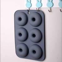 Forma de copt din silicon pentru 6 gogosi, termorezistenta pana la 230 grade C, 26 x 18 x 2,5 cm, Gri