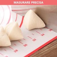 Covoras antiderapant pentru aluat din silicon, rezistent la temperaturi ridicate, 40x60 cm, Alb/Rosu