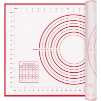 Covoras antiderapant pentru aluat din silicon, rezistent la temperaturi ridicate, 40x60 cm, Alb/Rosu