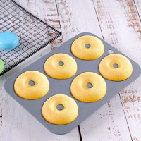Forma de copt din silicon pentru 6 gogosi, termorezistenta pana la 230 grade C, 26 x 18 x 2,5 cm, Gri