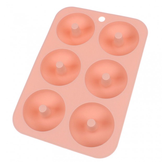 Forma de copt din silicon pentru 6 gogosi, termorezistenta pana la 230 grade C, 26 x 18 x 2,5 cm, Roz