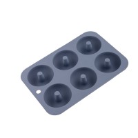 Forma de copt din silicon pentru 6 gogosi, termorezistenta pana la 230 grade C, 26 x 18 x 2,5 cm, Gri