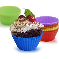Set de 24 forme briose multicolor, silicon, forme de copt, madeline, mini tarte, 7 cm