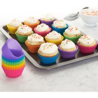 Set de 24 forme briose multicolor, silicon, forme de copt, madeline, mini tarte, 7 cm