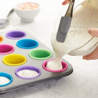 Set de 24 forme briose multicolor, silicon, forme de copt, madeline, mini tarte, 7 cm