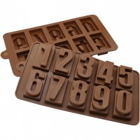 Forma din Silicon pentru Ciocolata de Casa, Bomboane, Jeleuri sau Cuburi de Gheata, Cifre, 21 x 11 x 1 cm